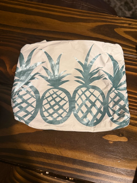 ALOHA Collection Handbags - ALOHA Collection White Cosmetic Pouch with Teal Pineapple Row